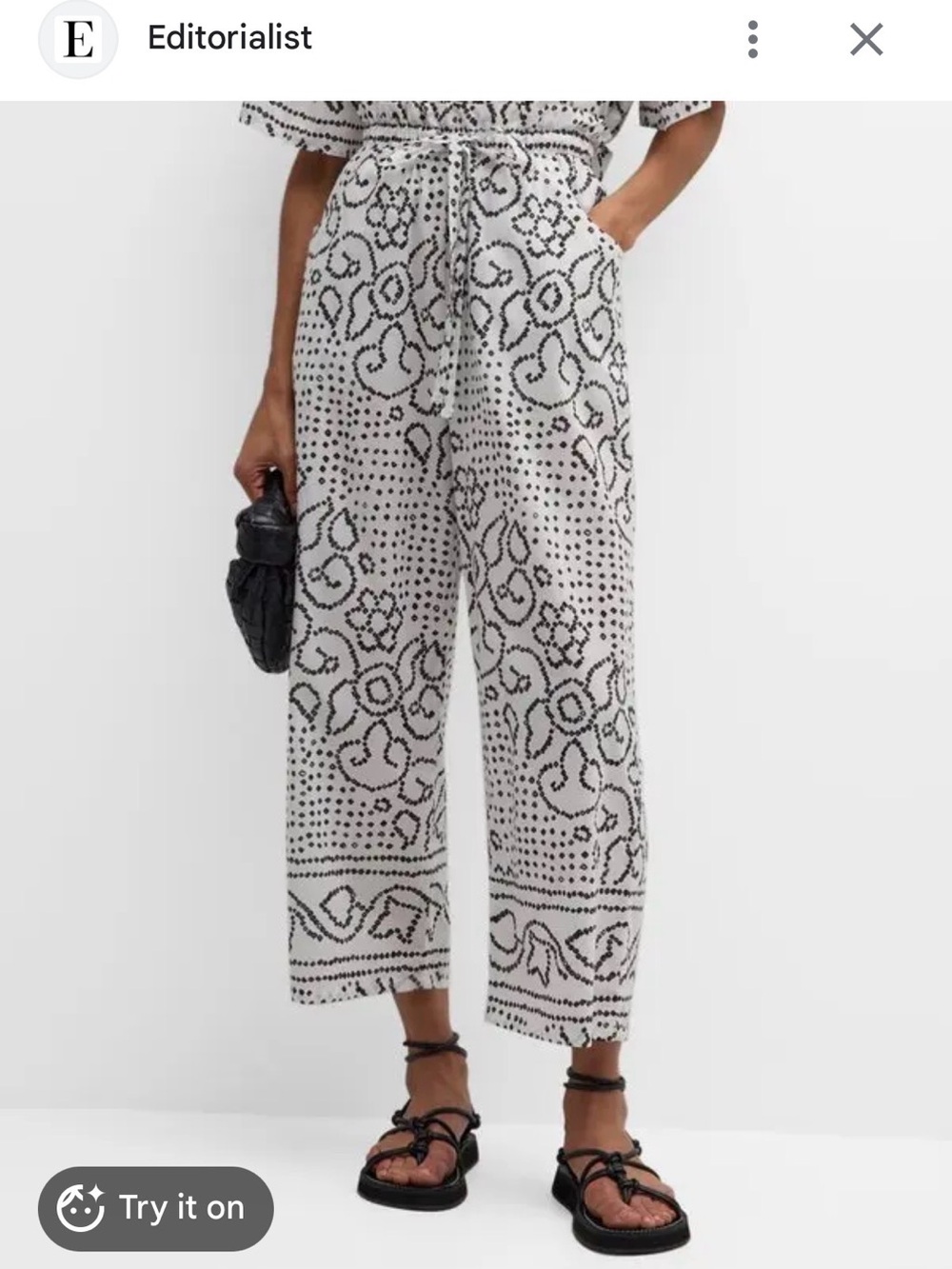 XiRENA Black & White Printed Cropped Wide-Leg Pants